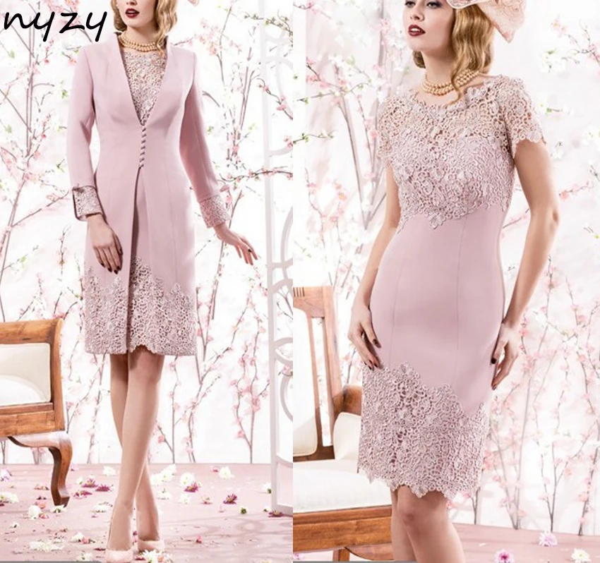 NYZY M19 атласные 2 шт. винтажные элегантные 2018 кружевные платья для матери