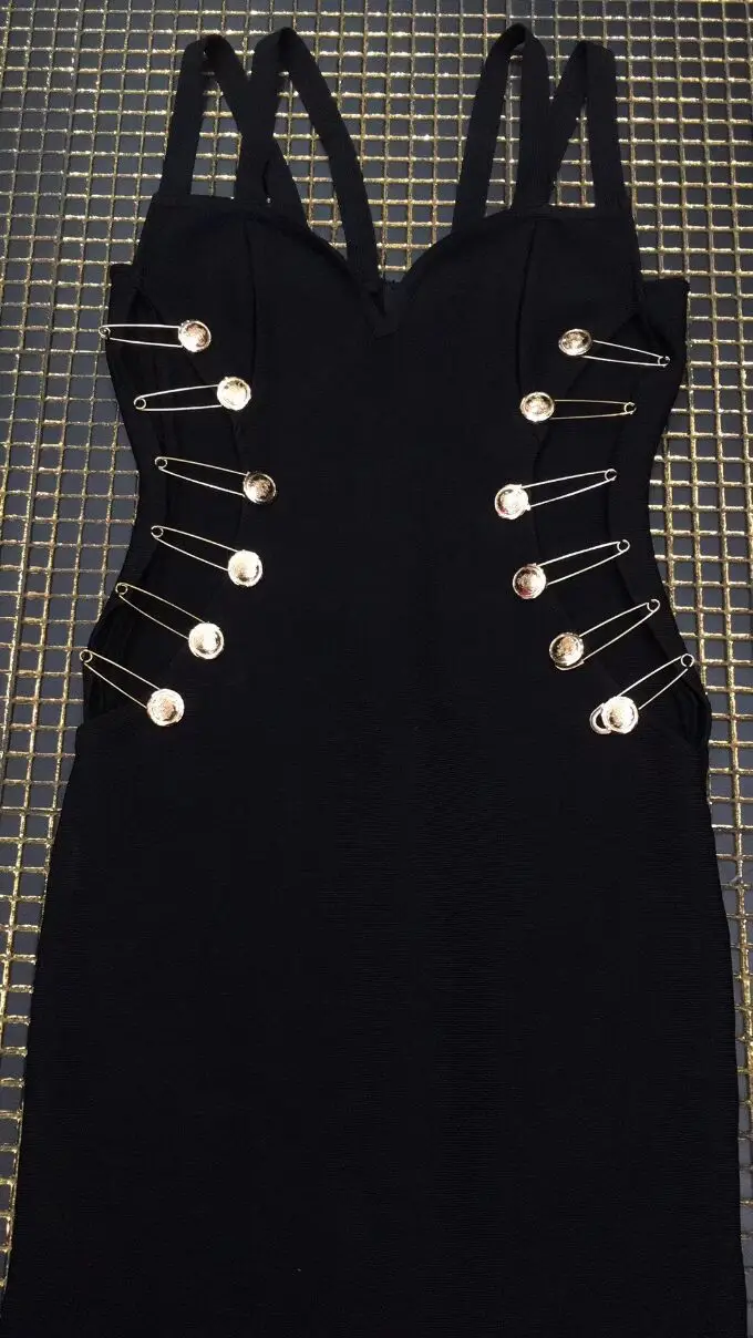 2018 Новое поступление Черное женское платье макси на пуговицах с v образным