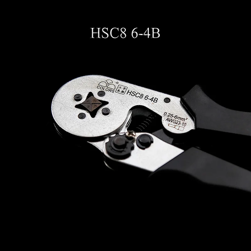 Черный HSC8 6 4B 1/4 мм2 концевой шнур наконечник Концевой Зажим обжимной инструмент