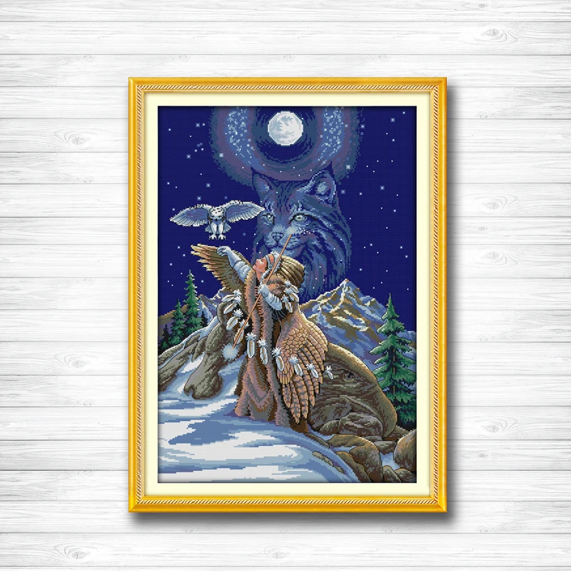 Волчий дух животное стиль Декор для дома счетный принт на холсте DMC 14CT 11CT DMS