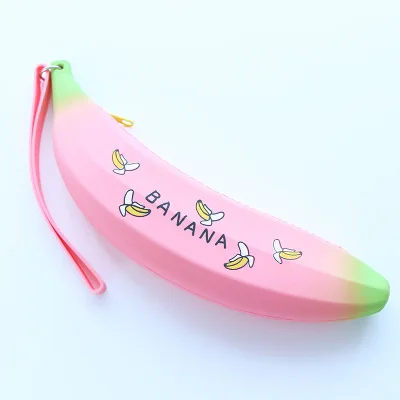 3 Креативный чехол-карандаш с бананом для девочек, Kawaii, силиконовый чехол с зеленым луком, сумка для хранения ручек, милые канцелярские принадлежности для офиса и школы - Цвет: 3