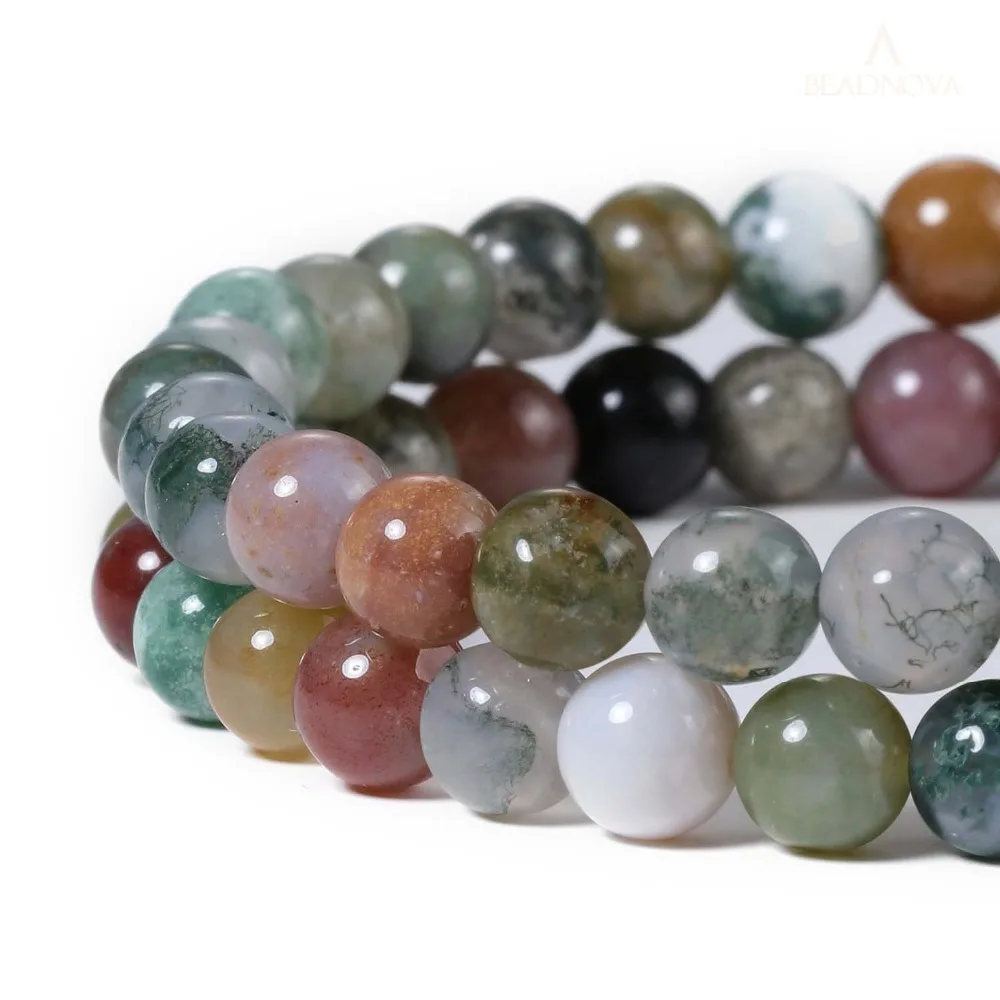 

Natural Stone Indian Agates Round Loose Beads 15" Strand 4 6 8 10 12 14MM Pick Size For DIY Jewelry Making Charm Bracelets