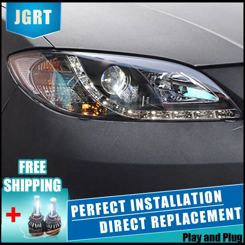 2PCS LED Headlights For Mazda 3 2006-2012 Car Led Lights Double Xenon Lens Accessories Daytime Running Fog Light | Автомобили и