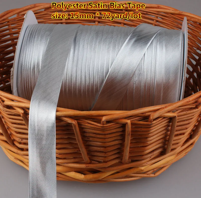 Металлическая косая лента Размер: 15 мм, 72yds серебро для изготовления DIY, аксессуары для одежды, ручной работы для шитья платьев материал