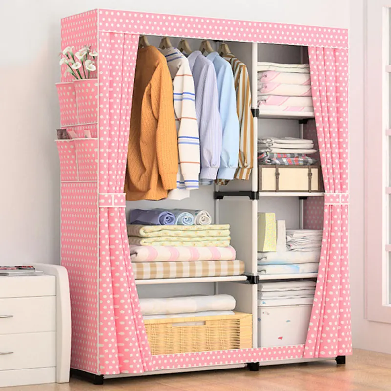 Современный минималистичный шкаф для одежды DIY сборочный стальной шкаф для хранения с усиленной трубой складной Тканевый шкаф мебель для спальни