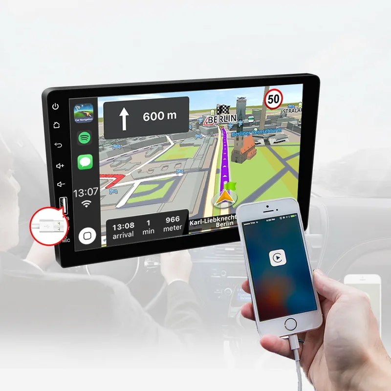 Autoradio car radio for carplay IOS Android Bluetooth TF card touch screen clock and date 9 inch FM MP5 rear view camera input | Автомобили