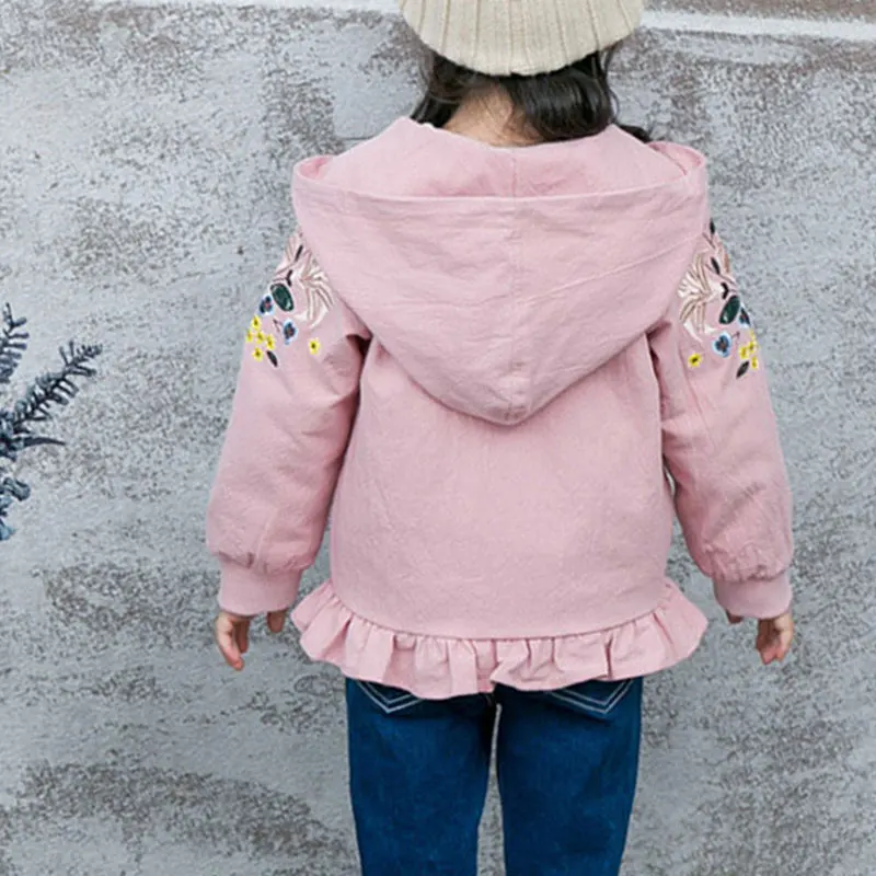 Autumn Baby Girls Jacket Hooded Long Sleeve Child Girl Clothes Cotton Kids Coat Retro Children's Outerwear Casual Fall Clothing | Детская