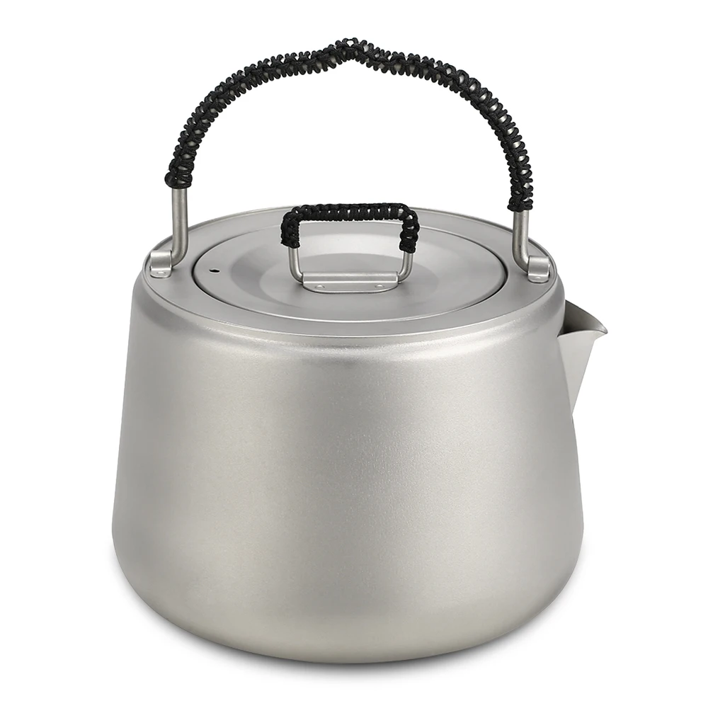 Lixada 1.4L Titanium Tea Pot Ultralight Outdoor Camping Hiking Water Kettle Coffee Pot Teapot Kettle Pot Outdoor Kettle
