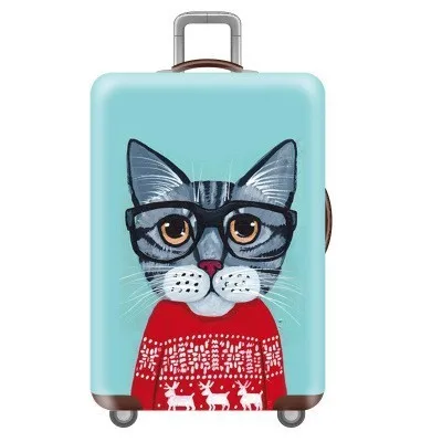 Sweater glasses cat Квадратный дорожный багажный чехол, защитные аксессуары, дорожный Багаж, пылезащитный чехол для 18-30 дюймов, сумка для костюма, чехол, чехол на колесиках - Цвет: Sweater glasses cat