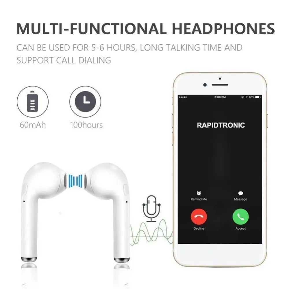I7s TWS беспроводной наушник Bluetooth наушники I7 спортивные гарнитура с микрофоном для