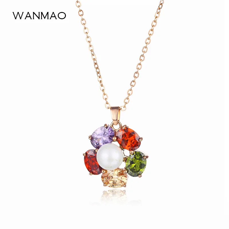 Модный цветок цепи цветной Кристалл Rhinestone Роза Титан Сталь Цепочки и Ожерелья