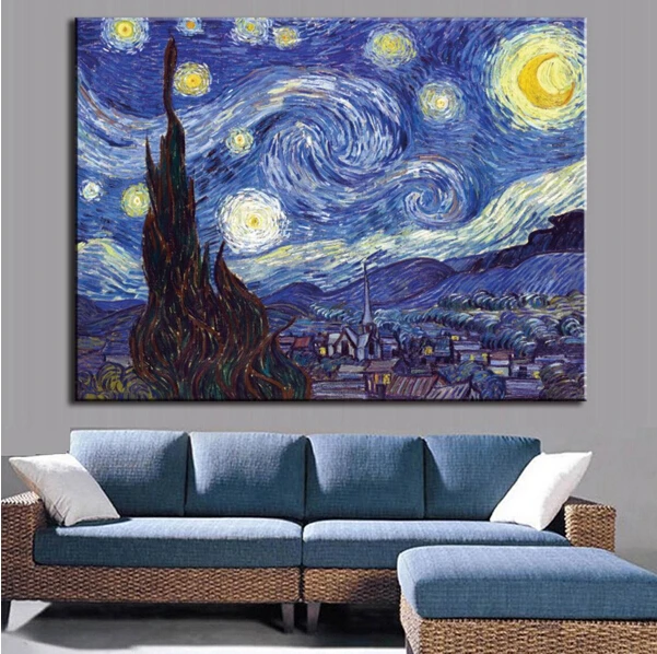 1 шт./компл. огромная картина классический пейзаж маслом на холсте Звездная ночь