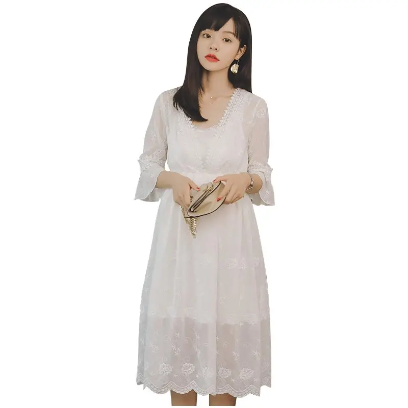 Летние костюмы для беременных 2 шт./компл. кружевное длинное платье женщин Одежда