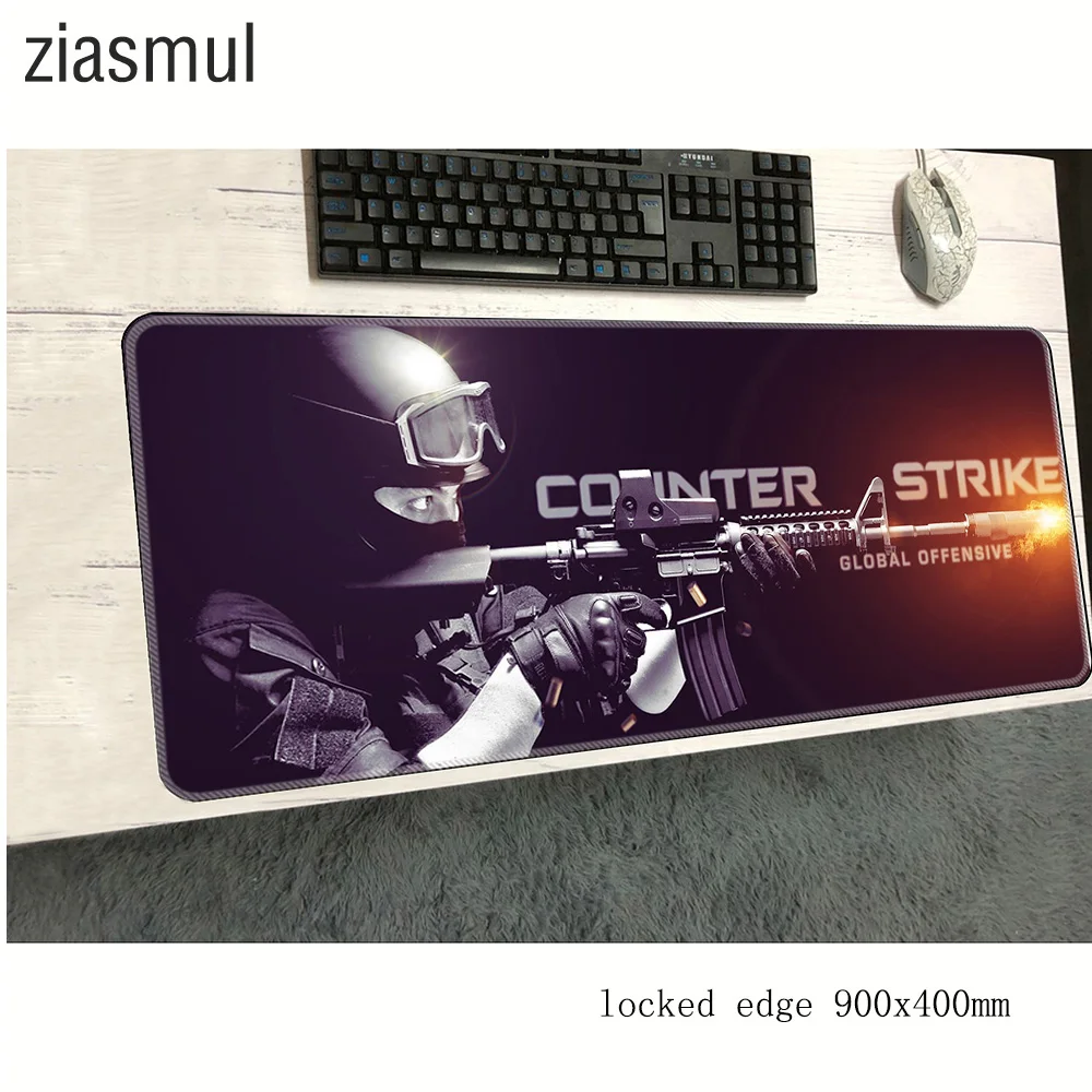 Cs go коврик для мыши с блокировкой края notbook компьютерный 90x40 см игровая padmouse gamer