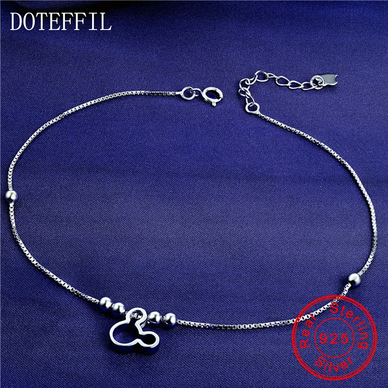 Женский браслет на ногу Микки мауз из серебра 925 пробы|anklet 925|fashion ankletwomen anklet |