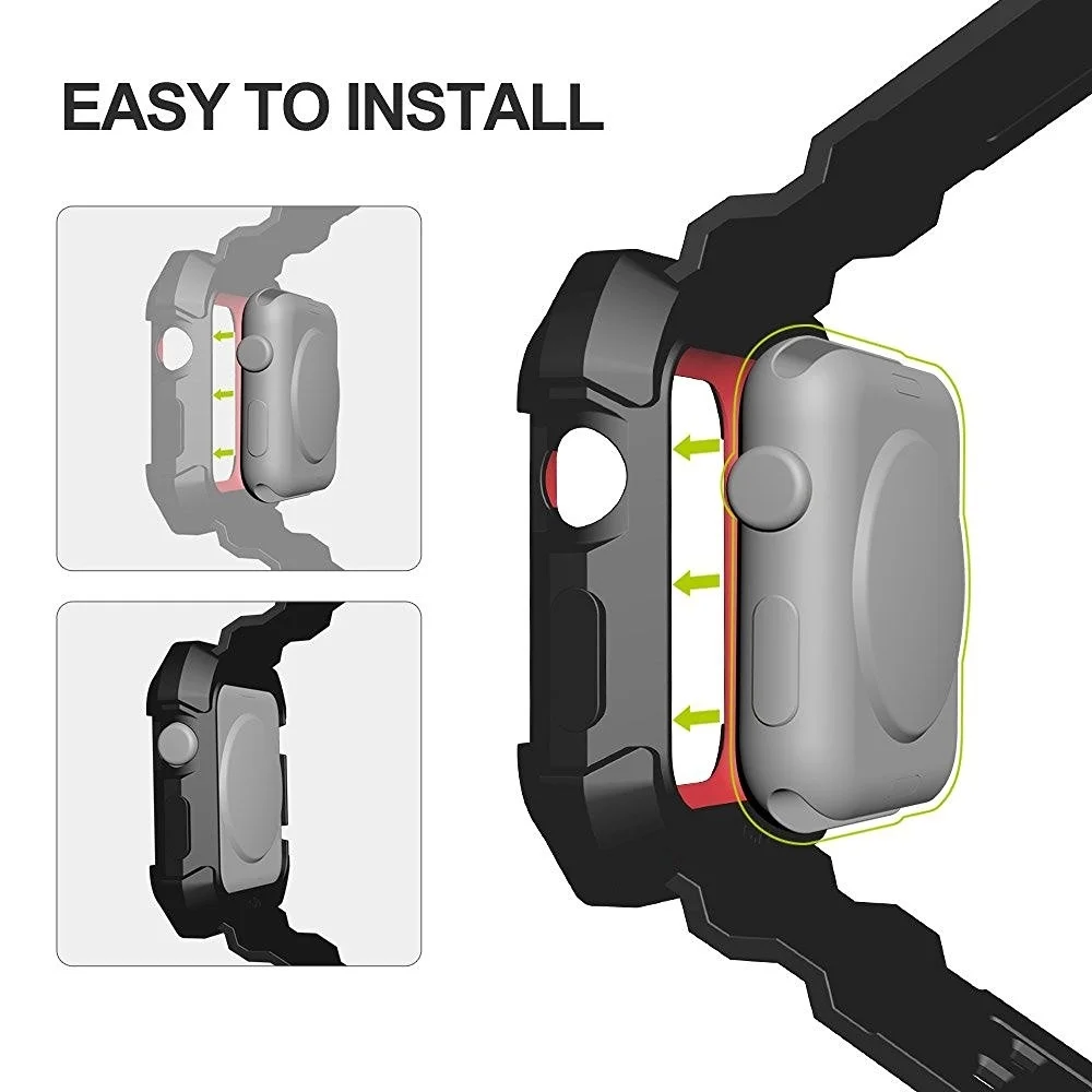 Прочный бронированный чехол с ремешком для Apple Watch серии 3/2/1 42 мм/38 мм (встроенная