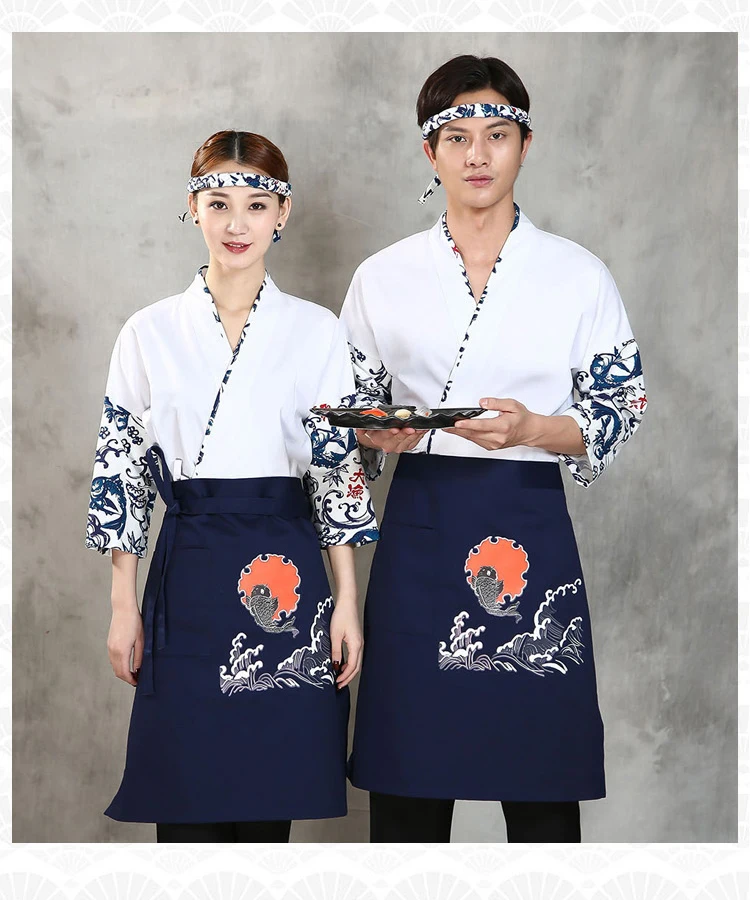 Новый унисекс Японский Корейский стиль средний рукав шеф повара кимоно Униформа