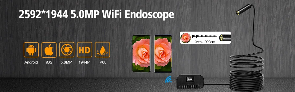 3,9 мм Wifi Бороскоп, эндоскоп, камера IP67 водонепроницаемый 2000mAh Полужесткий Змеиный фотоаппарат для Android и iPhone, iOS samsung PC