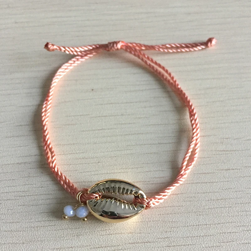 Bff Boho Cowrie ракушки браслеты для женщин Вощеная хлопковая веревка цепочка Пара
