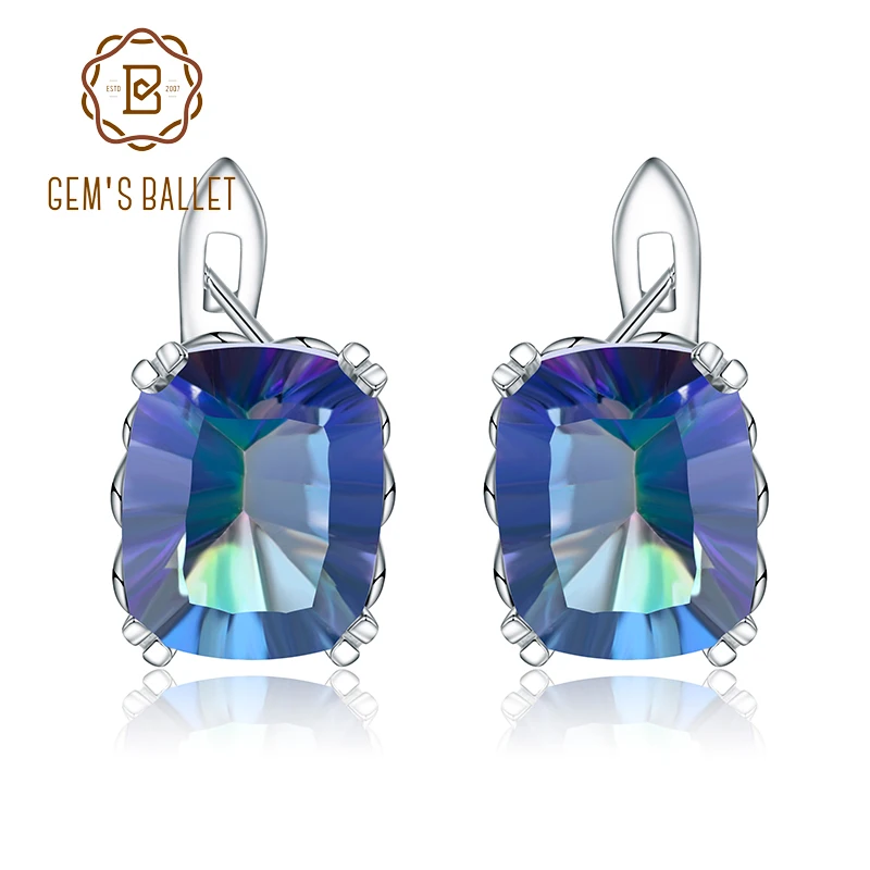 Серьги из натурального голубого мистического кварца 9 05 карата|jewelry for women|jewelry
