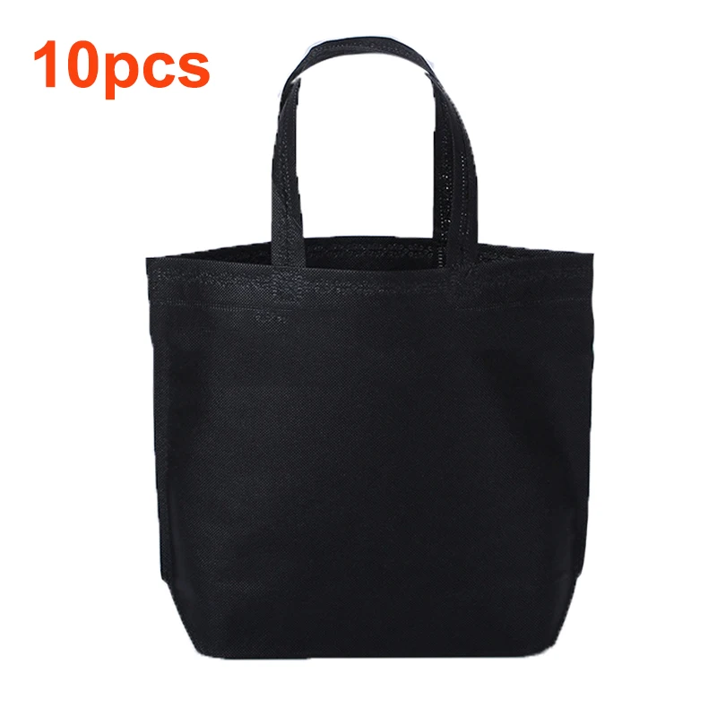 Black 10pcs 10 шт. многофункциональные подарочные сумки для детей на день рождения, для вечеринки, нетканые подарочные сумки, 7 однотонных цветов с ручкой, сумка для покупок, Подарочная сумка DIY - Цвет: Black 10pcs