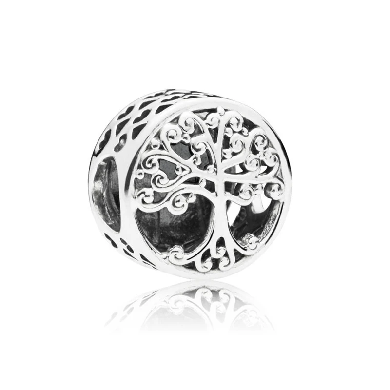 Family Roots Новинка, оригинальные посеребренные очаровательные браслеты Pandora, сделай сам, милая птица, мама, сердце, Висячие Подвески, бусины для женщин, ювелирное изделие - Цвет: Family Roots