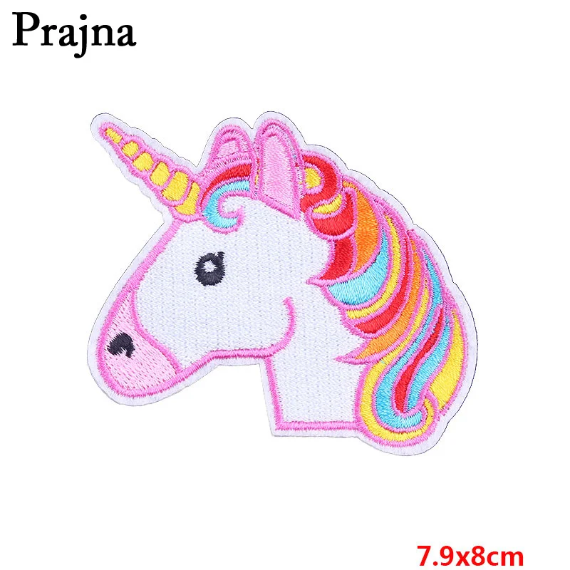 Prajna нашивка единорога в виде животных, наклейки, мультяшная вышивка, железные нашивки для детской одежды, DIY Декор для одежды, аксессуары F - Цвет: Латунь