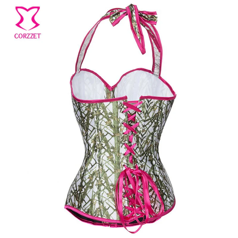 Corzzet Burlesque/коричневый атласный корсет с принтом на груди сексуальный топ стимпанк