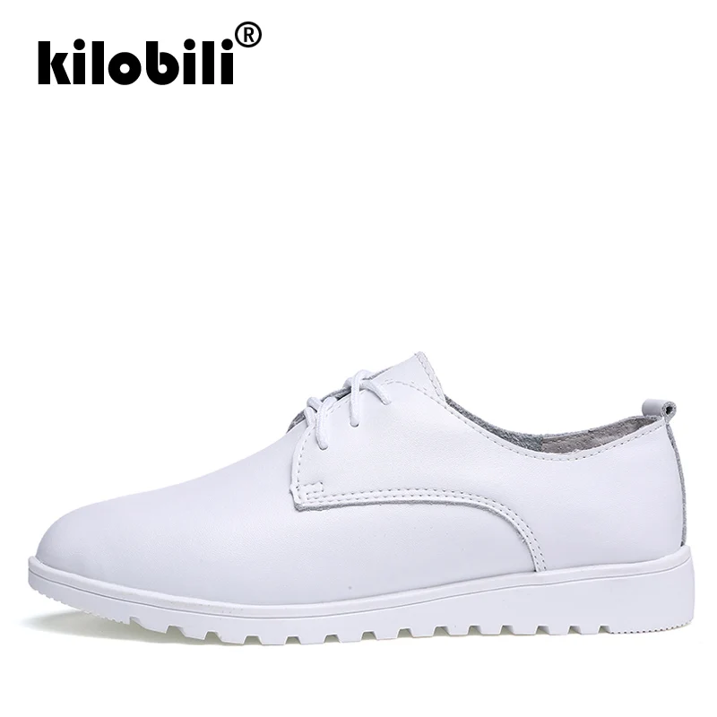 Kilobili/2018 осенние женские кроссовки из натуральной кожи женская обувь на плоской