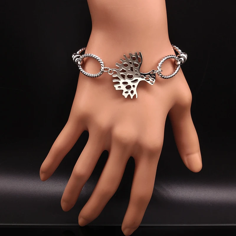 2020 модные браслеты из нержавеющей стали серебристого цвета для женщин Дерево