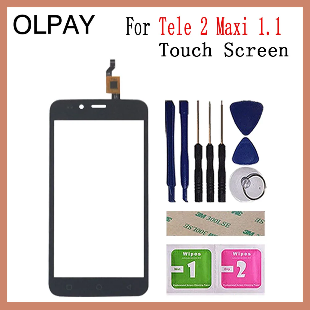 Black With Tools OLPAY 5,0 ''мобильный телефон для Tele 2 Tele2 Maxi 1,1 сенсорный экран стекло дигитайзер панель объектив сенсор инструменты Бесплатный клей+ салфетки - Цвет: Black With Tools