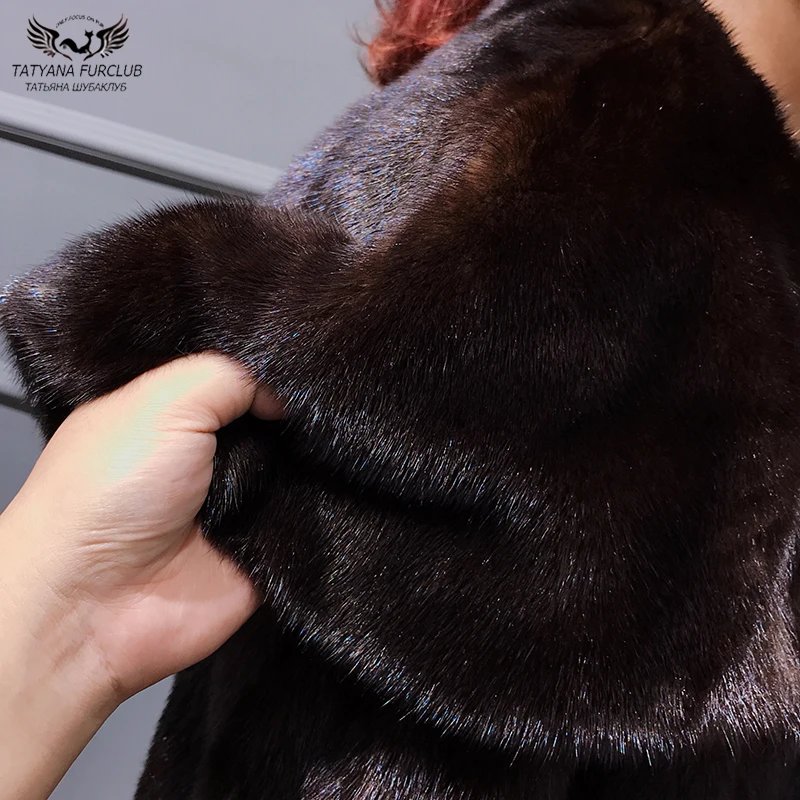 

Tatyana Furclub Mink Fur Coat X-Long 120 CM Natural Mink Fur Coat For Women Big Lapel Fur Outwear New Winter Warm Mink Jackets