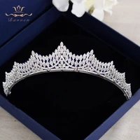 elegant high quality brides tiaras crowns full zircon brides headpieces sparkling plated crystal wedding hair accessories