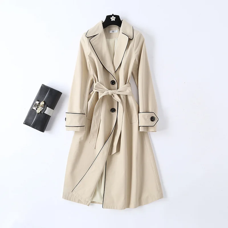 

New 2019 spring elegant women's Trench coat Chic belt overcoat G164