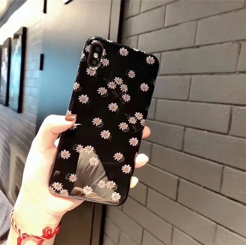 Чехлы для iPhone X XS MAX XR 7 8 6 6s Plus в стиле ретро с ромашками и цветами модные Гладкие