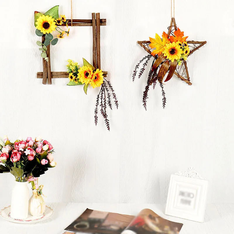 Искусственный подсолнух желтый декоративные садовые цветы цветочный искусственный шелк деревянный кулон креативный прочный