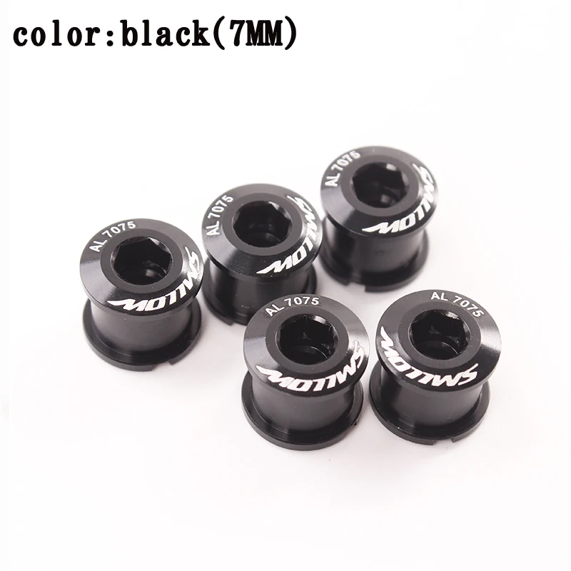 5pcs black(7MM) 5 шт., винты для велосипедной цепи MTB, велосипедный велосипед M8, болты из сплава, одинарные/двойные зубные пластины, шурупы для ногтей, супер светильник, шатун, винт - Цвет: 5pcs black(7MM)