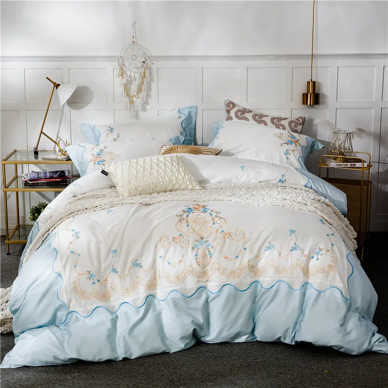 Новинка 2019 роскошный изысканный комплект постельного белья из хлопка с вышивкой