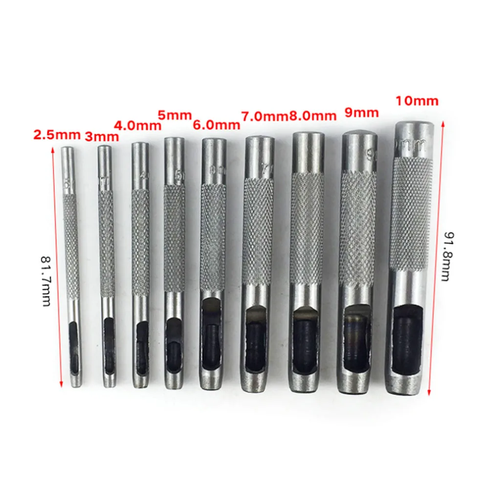 9Pcs Pick Leather Tools Punch Leathercraft Hole Craft Set Hollow Puncher Belt 2.5mm-10mm for Clothing Canvas | Дом и сад