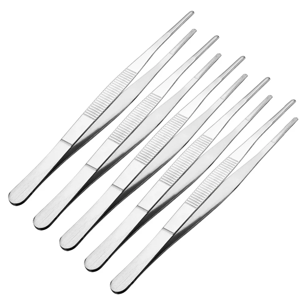

UXCELL Newest 5 Pcs Stainless Steel Straight Blunt Tweezers Serrated Tip,10 Inch / 7 Inch