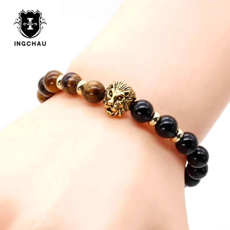 Модный посеребренный браслет в античном стиле с Львом мужские браслеты тигровым