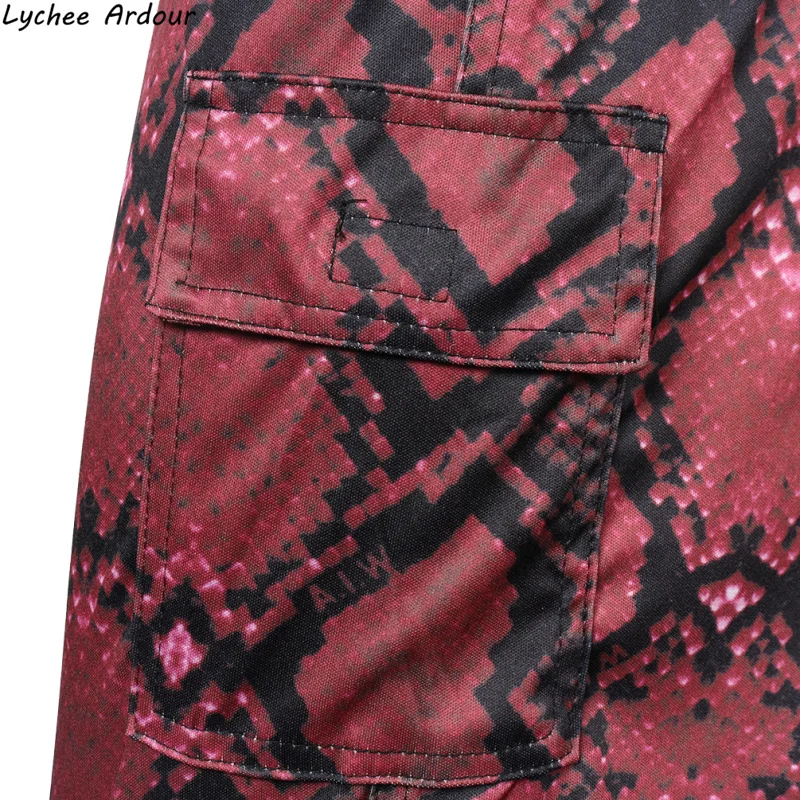 Змеиный принт для женщин летние штаны карман хит цвет письмо печати уличная