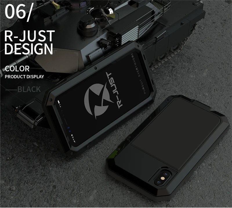 Black Сверхпрочный Защитный металлический алюминиевый чехол для iPhone 7 8 Plus 6 6S X Xs 11 Pro Max XR SE 5 5S противоударный пылезащитный чехол - Цвет: Black
