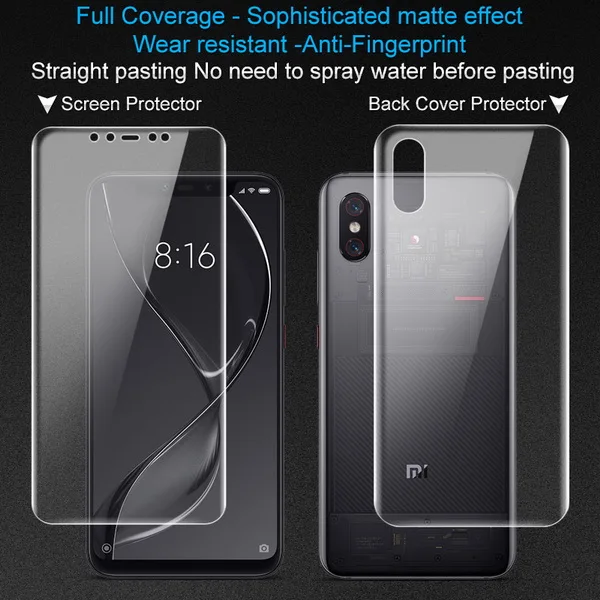 2 шт полное покрытие для Xiaomi Mi 8 explorer edition защитная накладка для задней панели телефона Imak Гидрогелевая матовая игровая пленка - Цвет: 2PCS Screen and Back