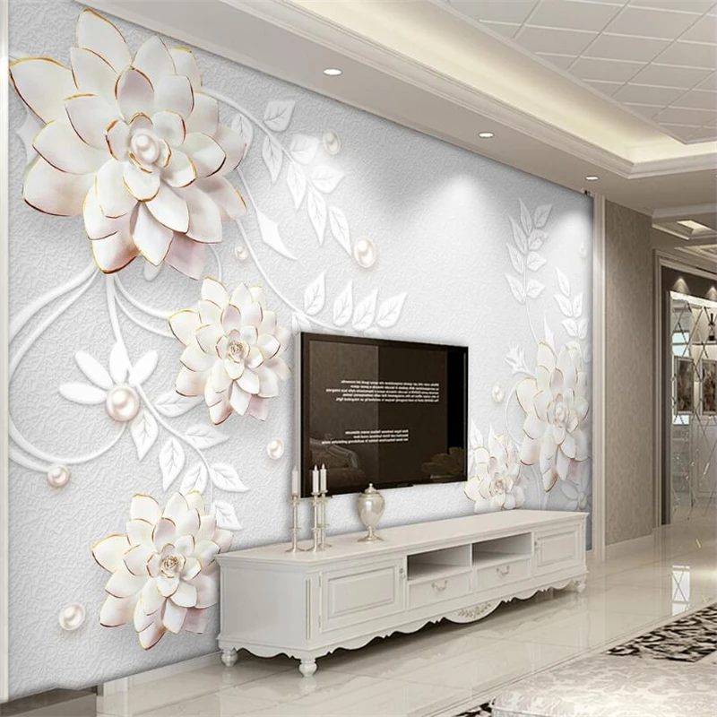 

Beibehang Custom Wallpaper Living Room Bedroom mural Simple European Embossed Jewelry TV Sofa Background 3d wallpaper for walls