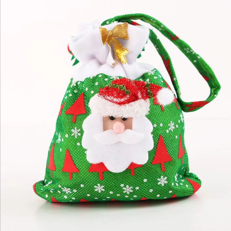 10 шт./лот рождественские подарочные мешочки с рисунком деда мороза 20 х 24 см