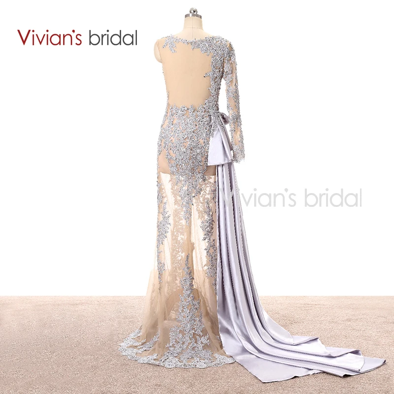 Vivian's Bridal платье на одно плечо с длинным рукавом кружевное вечернее русалки