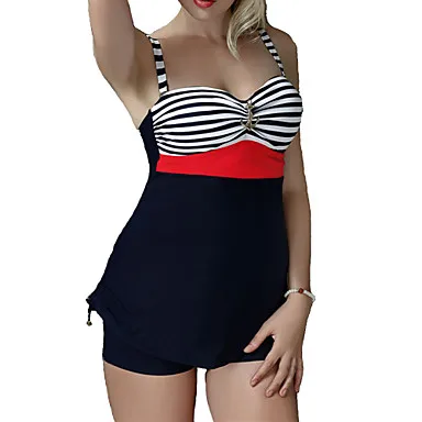 Женский слитный купальник в полоску винтажном стиле | Женская одежда