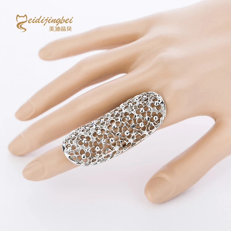 Модные полые полные кольца на палец женские золотые/Серебристые Длинные из