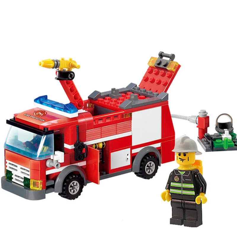 Пожарная машина серии Совместимые модели строительные блоки Набор игрушек DIY